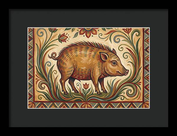Pygmy Hog In Folk Art Style