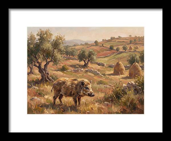Pygmy Hog In Mediterranean Landscape