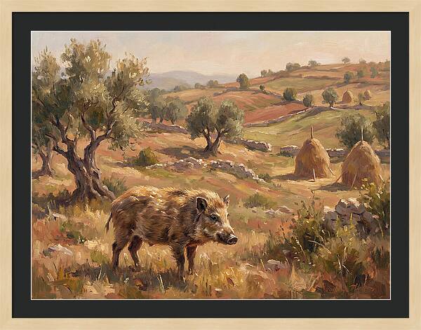 Pygmy Hog In Mediterranean Landscape