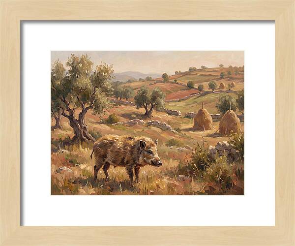 Pygmy Hog In Mediterranean Landscape
