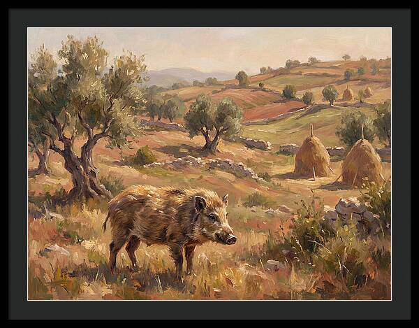 Pygmy Hog In Mediterranean Landscape