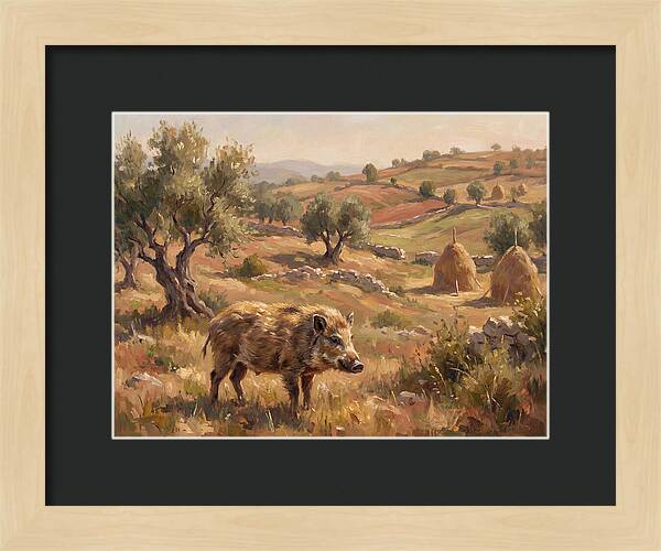 Pygmy Hog In Mediterranean Landscape