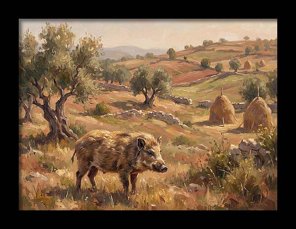 Pygmy Hog In Mediterranean Landscape