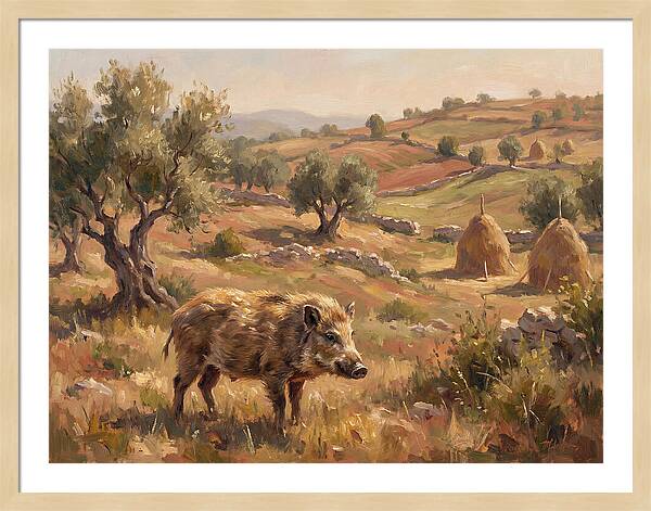 Pygmy Hog In Mediterranean Landscape
