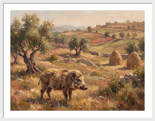 Pygmy Hog In Mediterranean Landscape