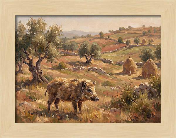 Pygmy Hog In Mediterranean Landscape