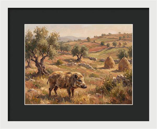 Pygmy Hog In Mediterranean Landscape