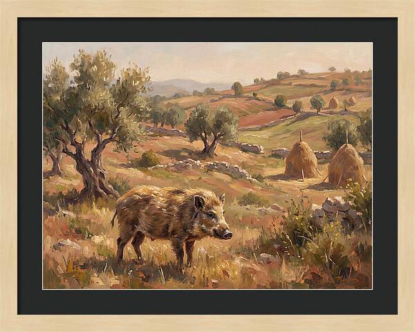 Pygmy Hog In Mediterranean Landscape