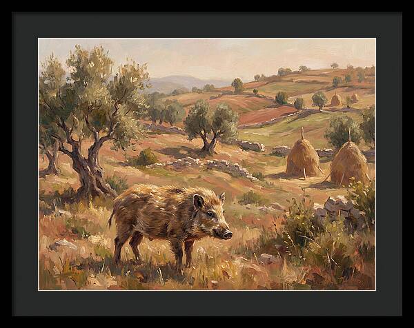 Pygmy Hog In Mediterranean Landscape