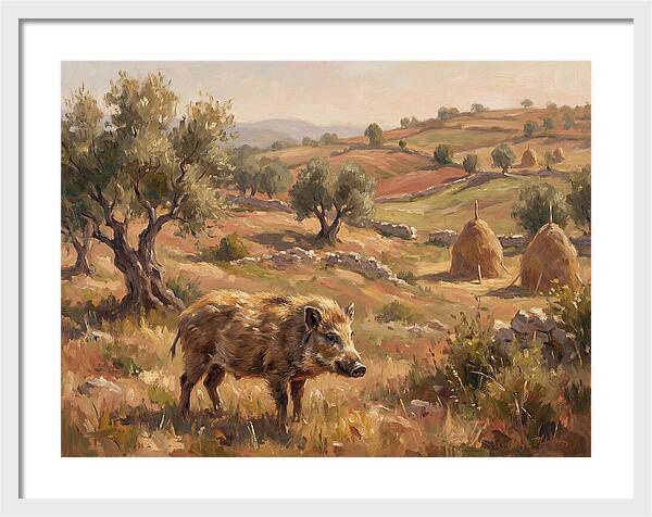 Pygmy Hog In Mediterranean Landscape