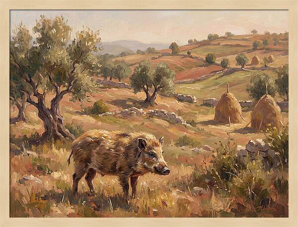 Pygmy Hog In Mediterranean Landscape