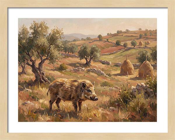 Pygmy Hog In Mediterranean Landscape