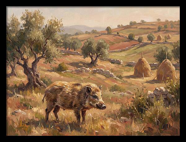 Pygmy Hog In Mediterranean Landscape