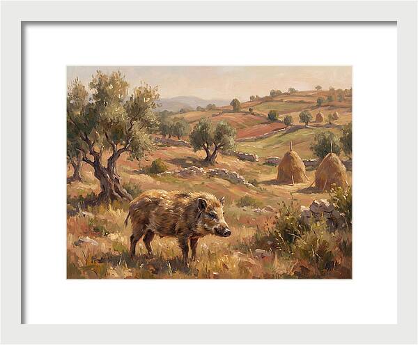 Pygmy Hog In Mediterranean Landscape
