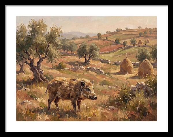 Pygmy Hog In Mediterranean Landscape