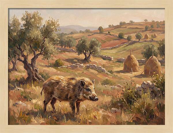 Pygmy Hog In Mediterranean Landscape