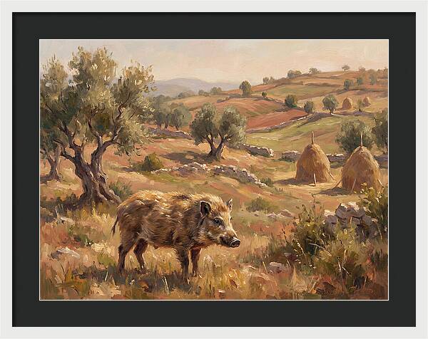 Pygmy Hog In Mediterranean Landscape