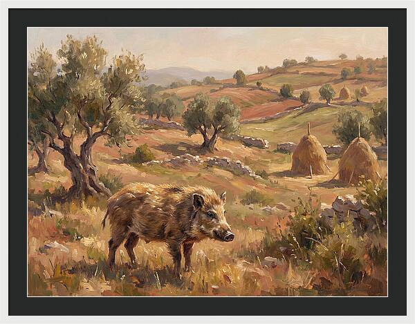 Pygmy Hog In Mediterranean Landscape