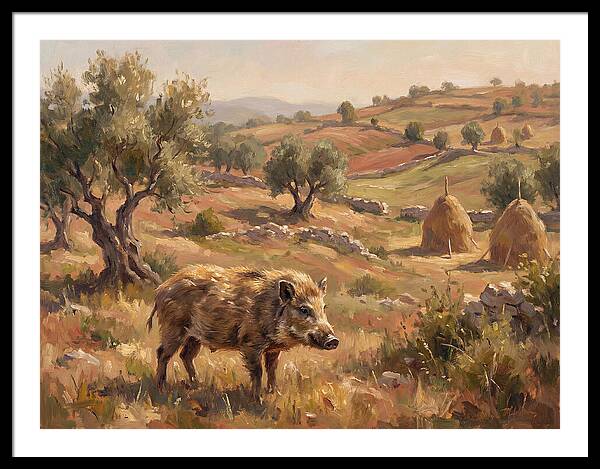 Pygmy Hog In Mediterranean Landscape