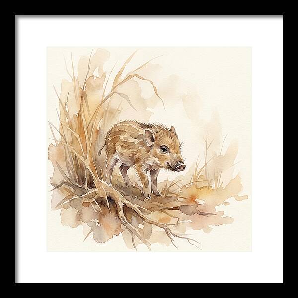 Pygmy Hog In Watercolor