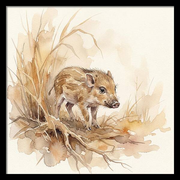 Pygmy Hog In Watercolor