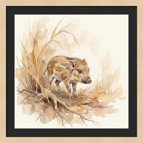 Pygmy Hog In Watercolor