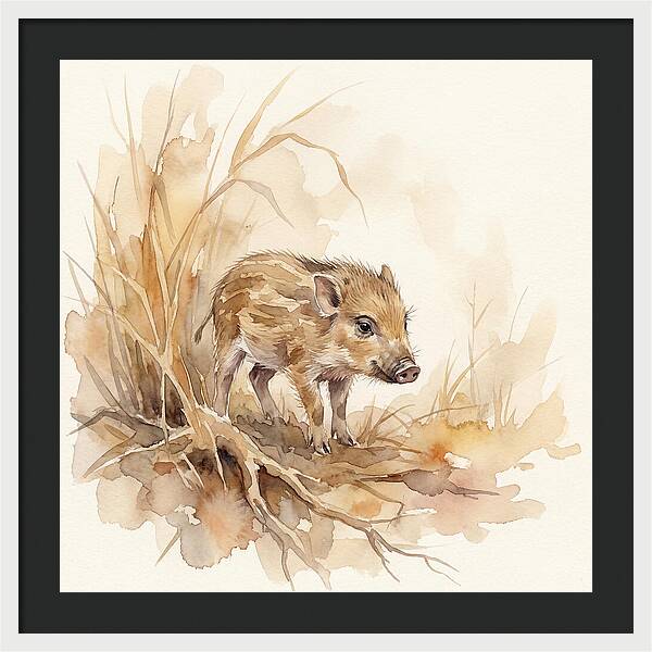 Pygmy Hog In Watercolor