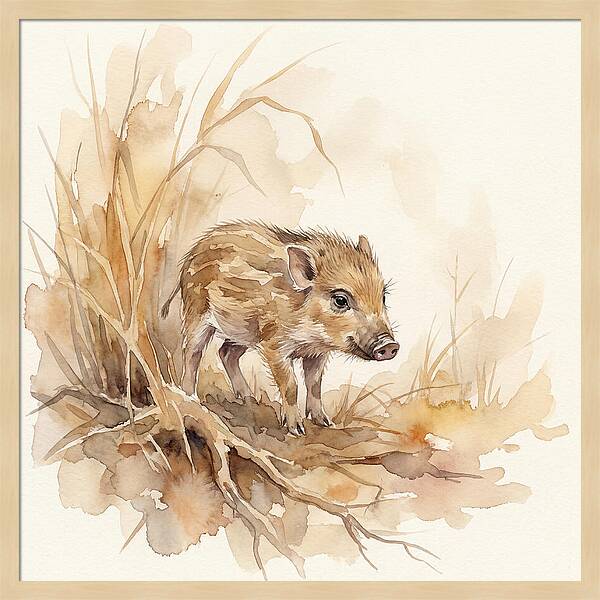 Pygmy Hog In Watercolor