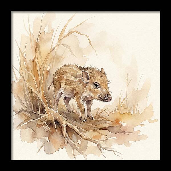 Pygmy Hog In Watercolor