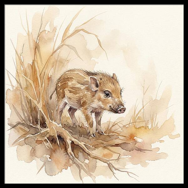 Pygmy Hog In Watercolor