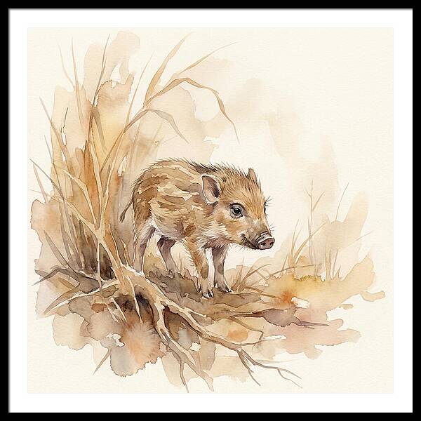 Pygmy Hog In Watercolor