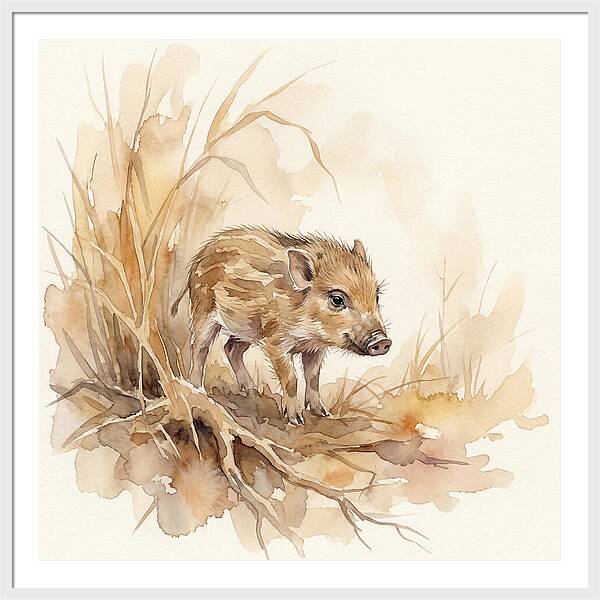 Pygmy Hog In Watercolor