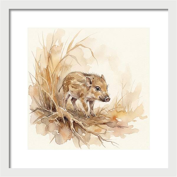 Pygmy Hog In Watercolor