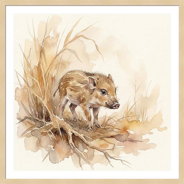Pygmy Hog In Watercolor