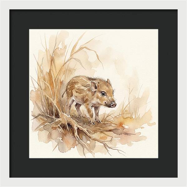 Pygmy Hog In Watercolor