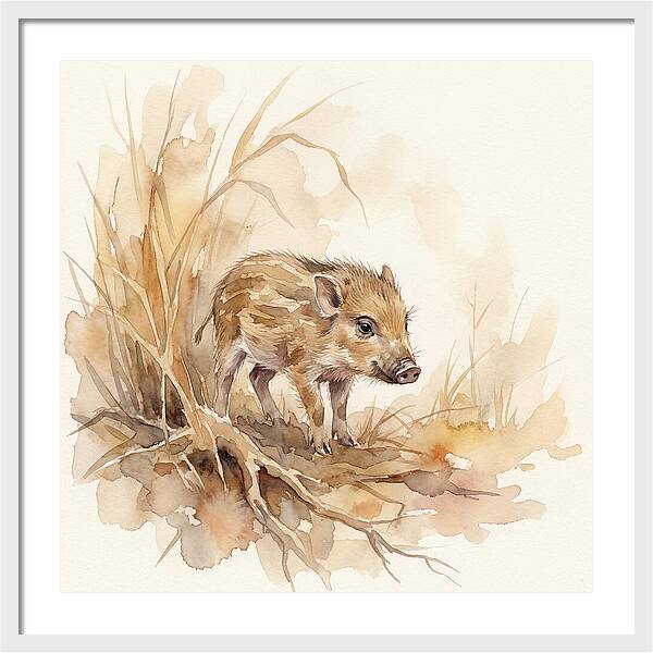 Pygmy Hog In Watercolor