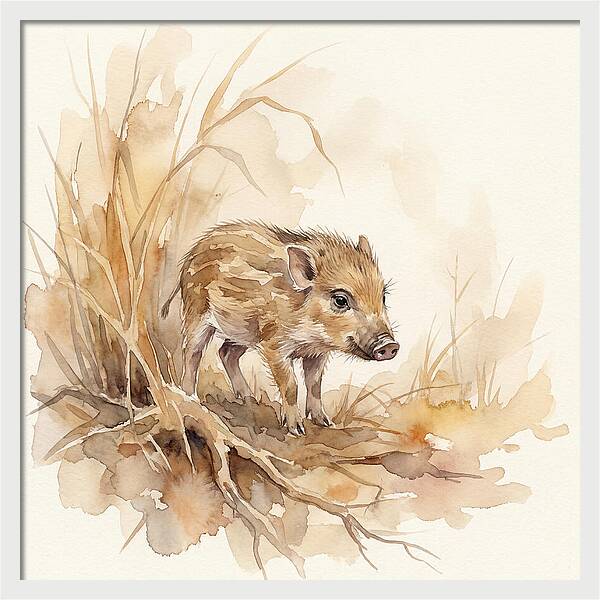 Pygmy Hog In Watercolor