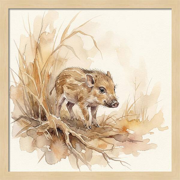 Pygmy Hog In Watercolor