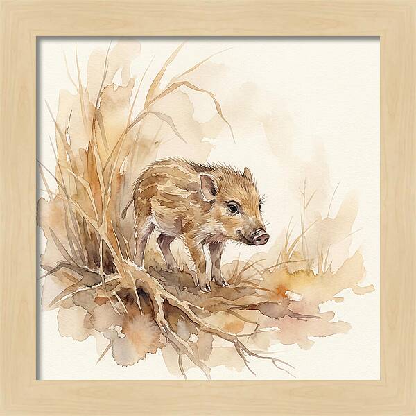 Pygmy Hog In Watercolor