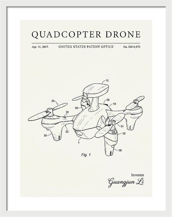 Quadcopter Drone Minimalist Patent Usd814973s1