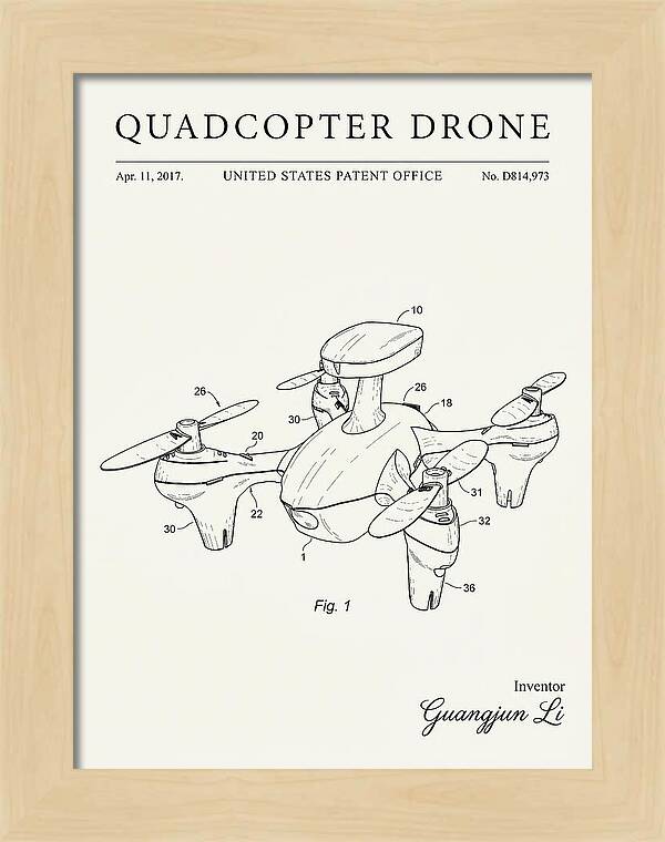 Quadcopter Drone Minimalist Patent Usd814973s1