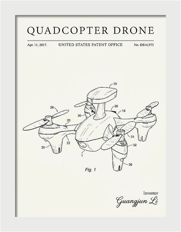 Quadcopter Drone Minimalist Patent Usd814973s1