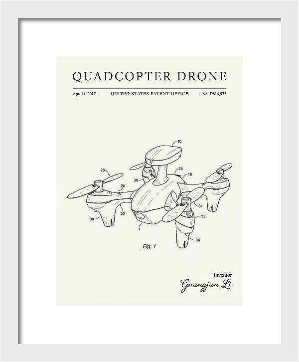 Quadcopter Drone Minimalist Patent Usd814973s1