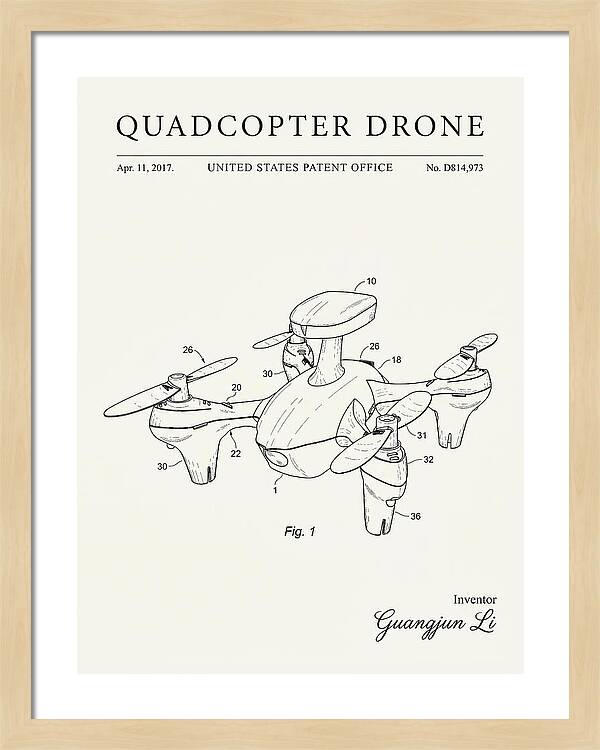 Quadcopter Drone Minimalist Patent Usd814973s1