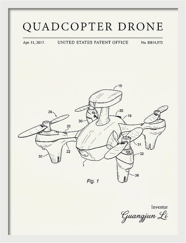 Quadcopter Drone Minimalist Patent Usd814973s1