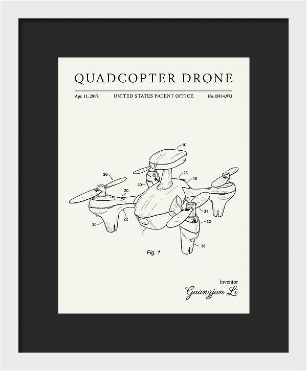 Quadcopter Drone Minimalist Patent Usd814973s1