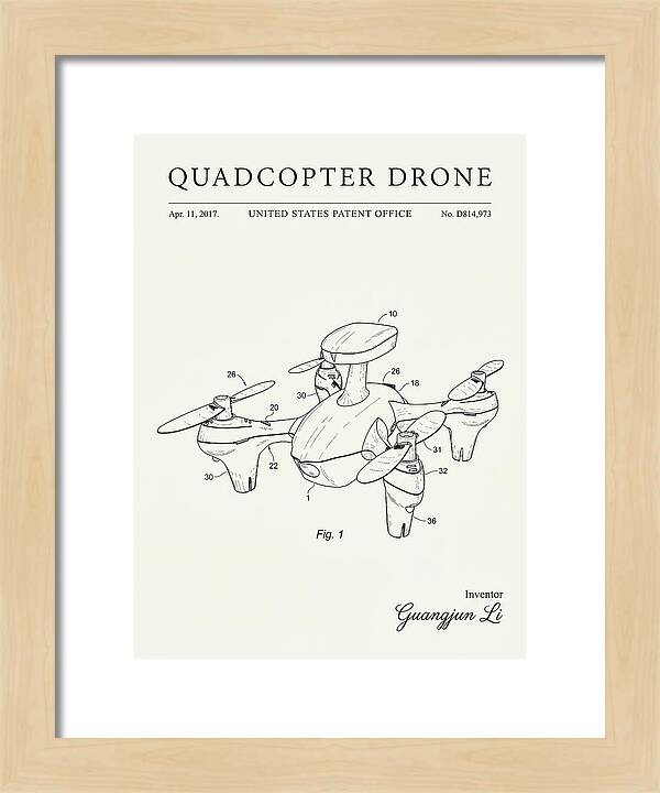 Quadcopter Drone Minimalist Patent Usd814973s1