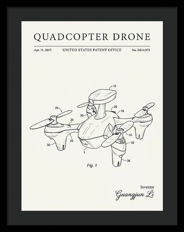 Quadcopter Drone Minimalist Patent Usd814973s1