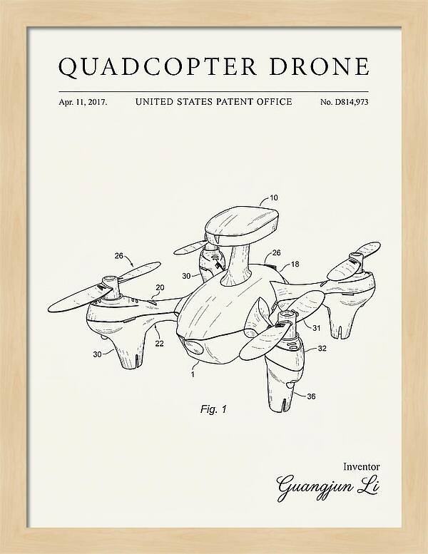 Quadcopter Drone Minimalist Patent Usd814973s1