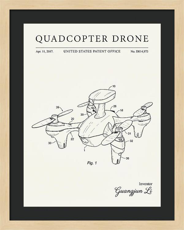 Quadcopter Drone Minimalist Patent Usd814973s1